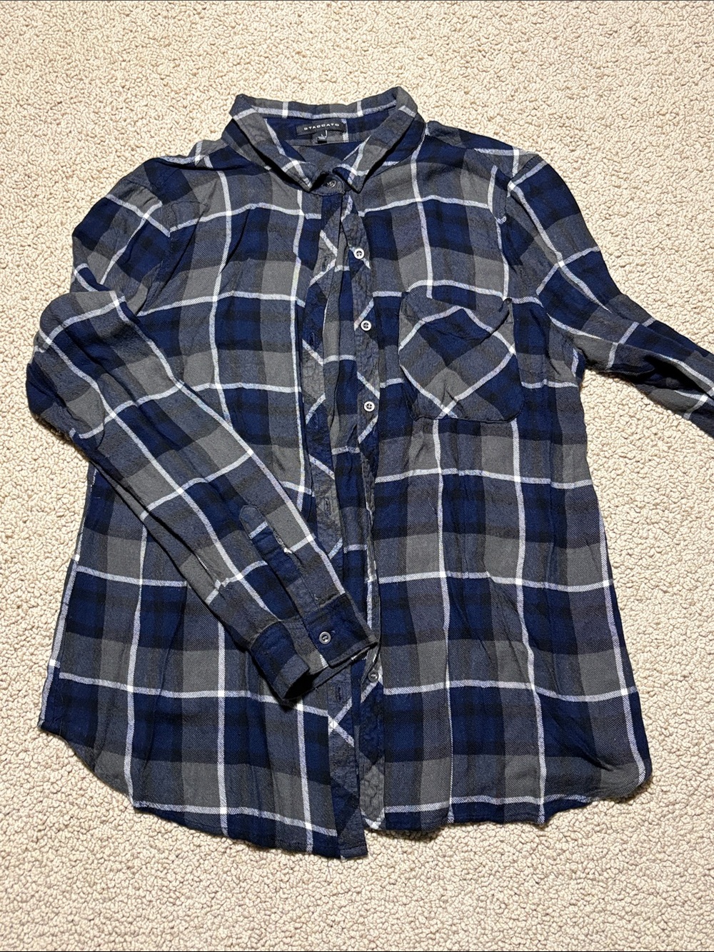 Staccato Blue and Gray Plaid Button-Down Shirt